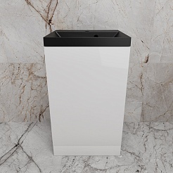 Style Line Тумба с кварцевой раковиной антрацит Моно 50 белая – фотография-2